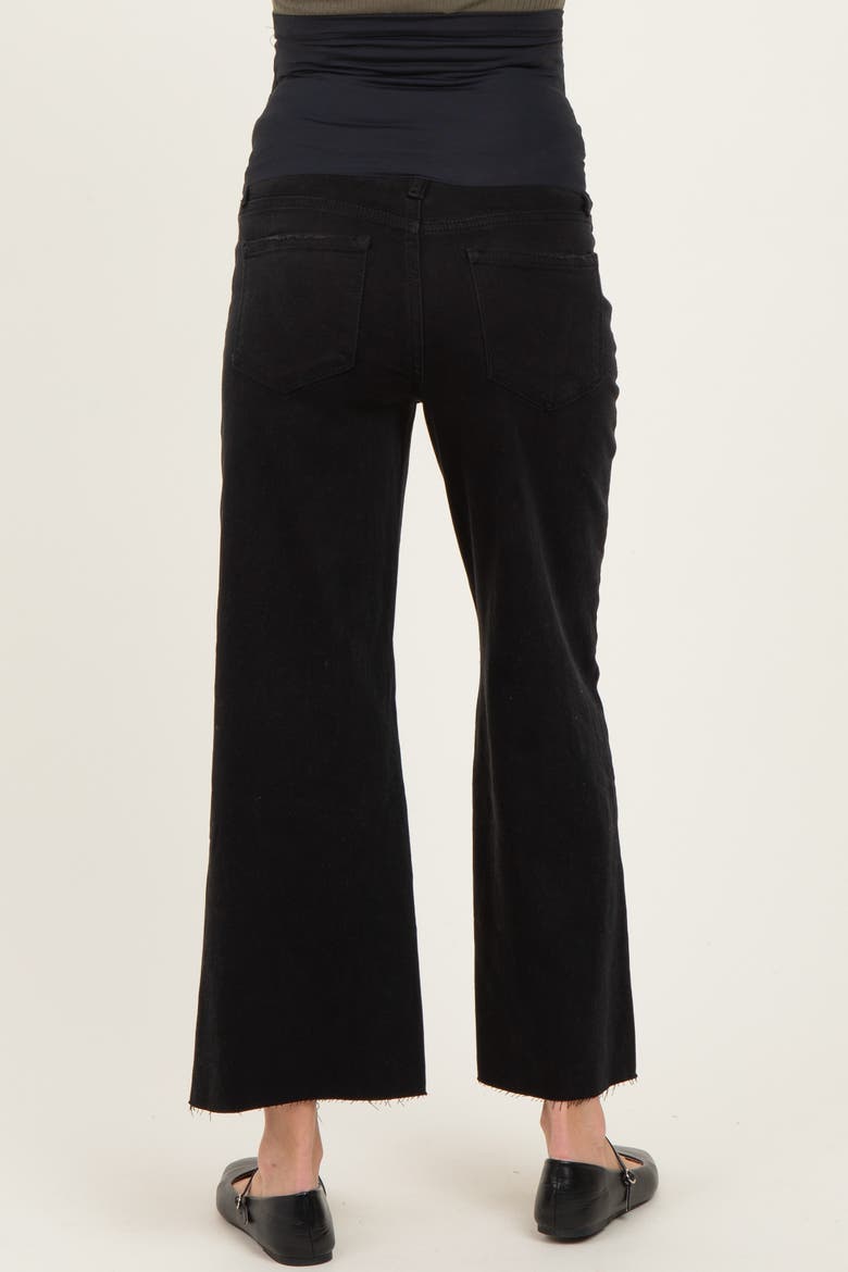 Raw Hem Crop Wide Leg Maternity Jeans, Alternate, color, Black