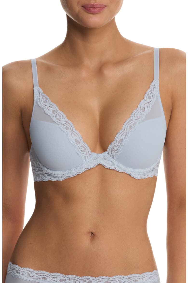 Feathers Plunge T-Shirt Basics Bra, Main, color, FROSTED SKY