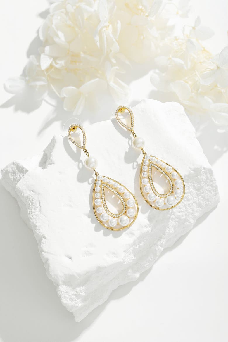 Hollow Teardrop Dangle Earrings, Alternate, color, Gold