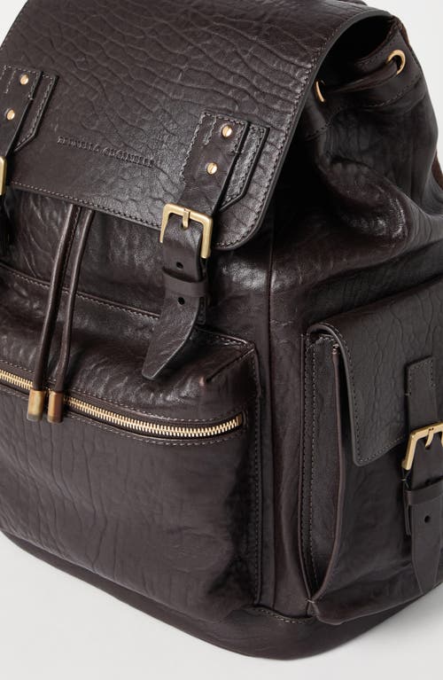 Brunello Cucinelli Leather Backpack Adjustable Straps In Black