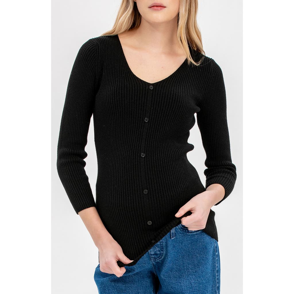 Pietro Brunelli Maternity Bella Rib Button Trim V-neck Maternity Sweater In Black
