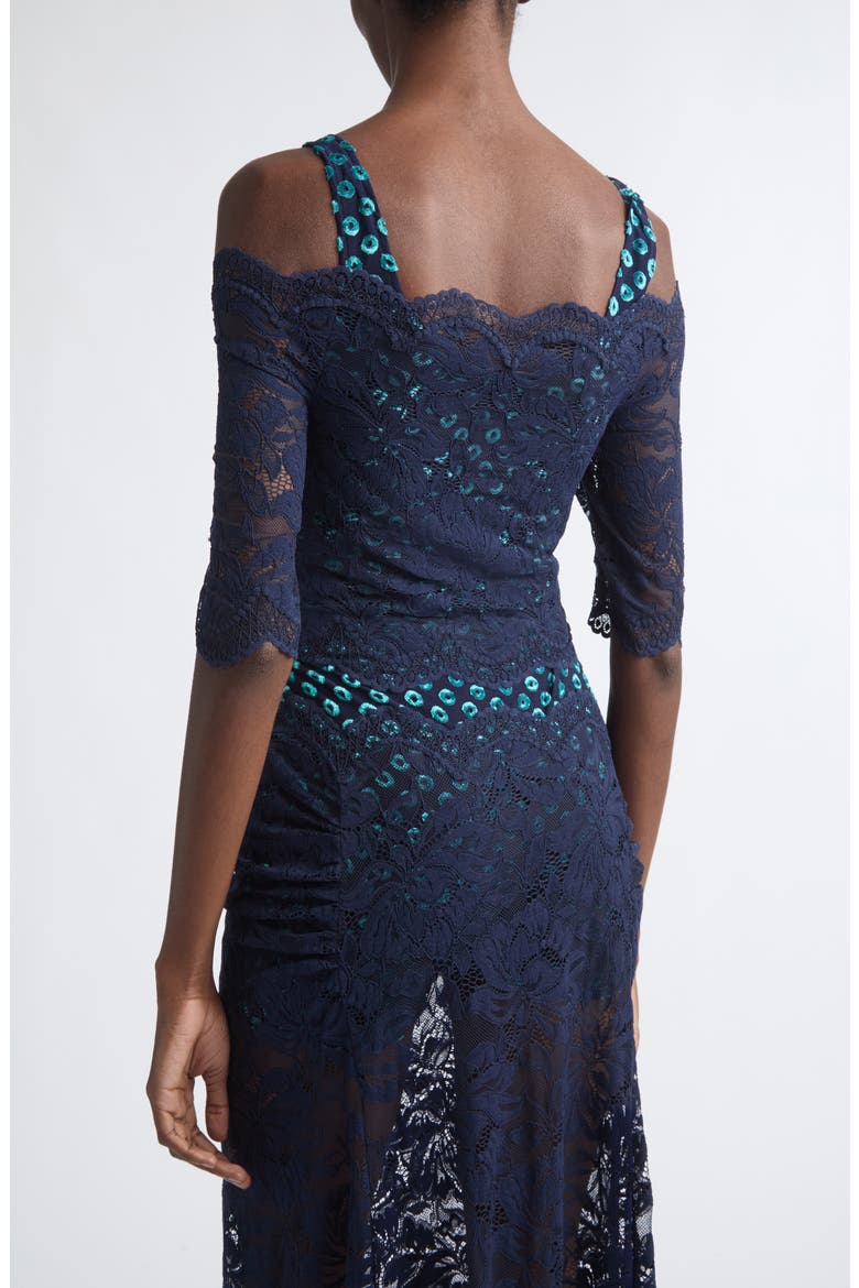 Trompe l'Oeil Lace Top, Alternate, color, DEEP NAVY