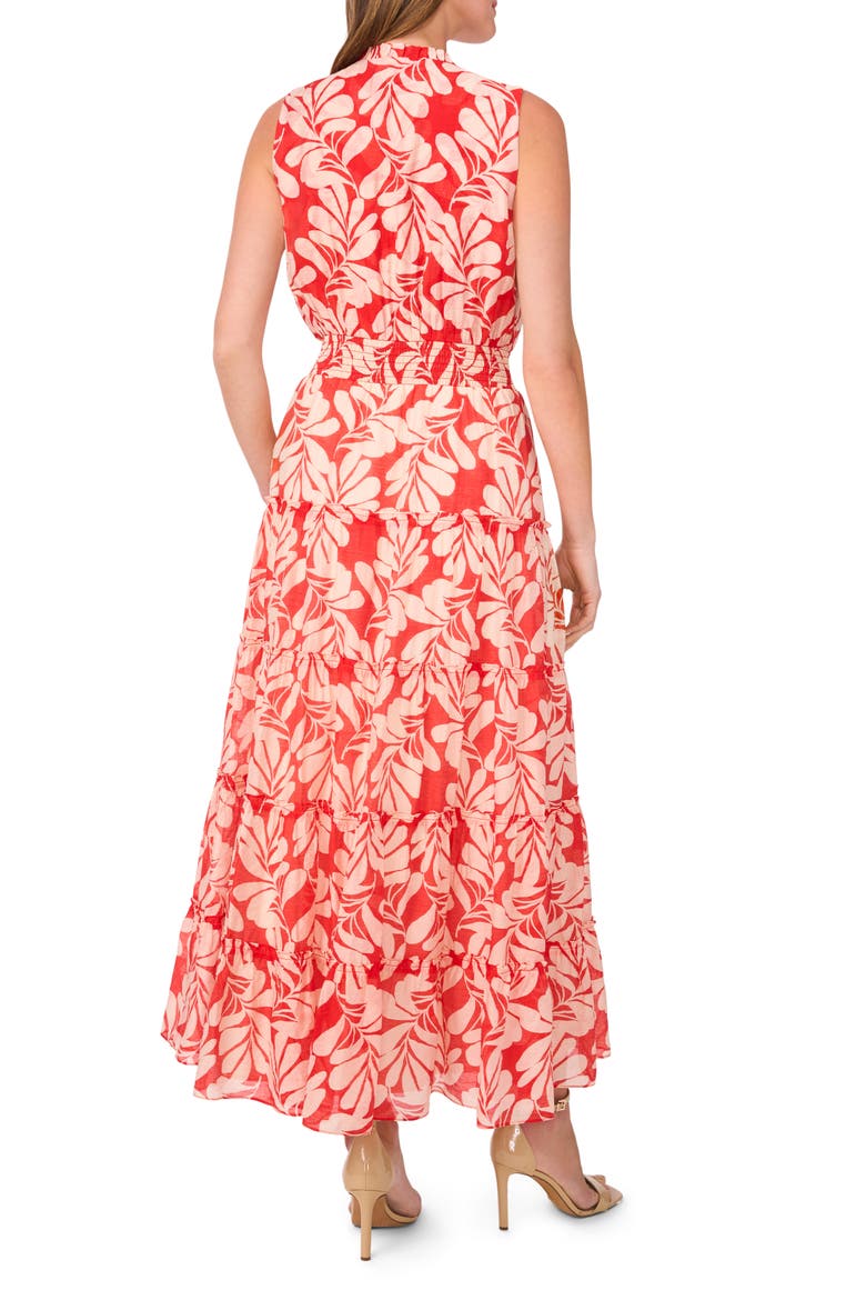 Tie Neck Sleeveless Tiered Maxi Dress, Alternate, color, BRILLIANT RED