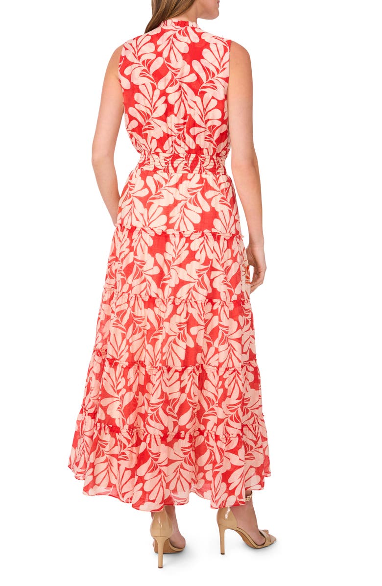 Halogen<sup>®</sup> Tie Neck Sleeveless Tiered Maxi Dress, Alternate, color, Brilliant Red