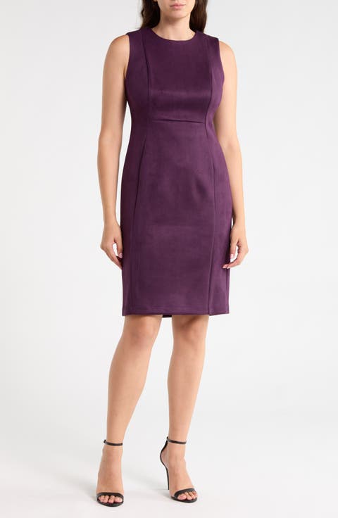 Faux Suede Sheath Dress