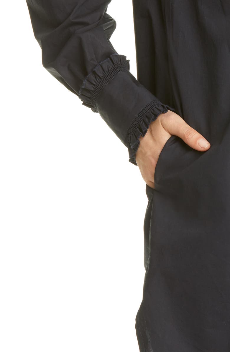 Birgitte Herskind Lady Tunika Ruffle Long Sleeve Poplin Shirtdress, Alternate, color, 