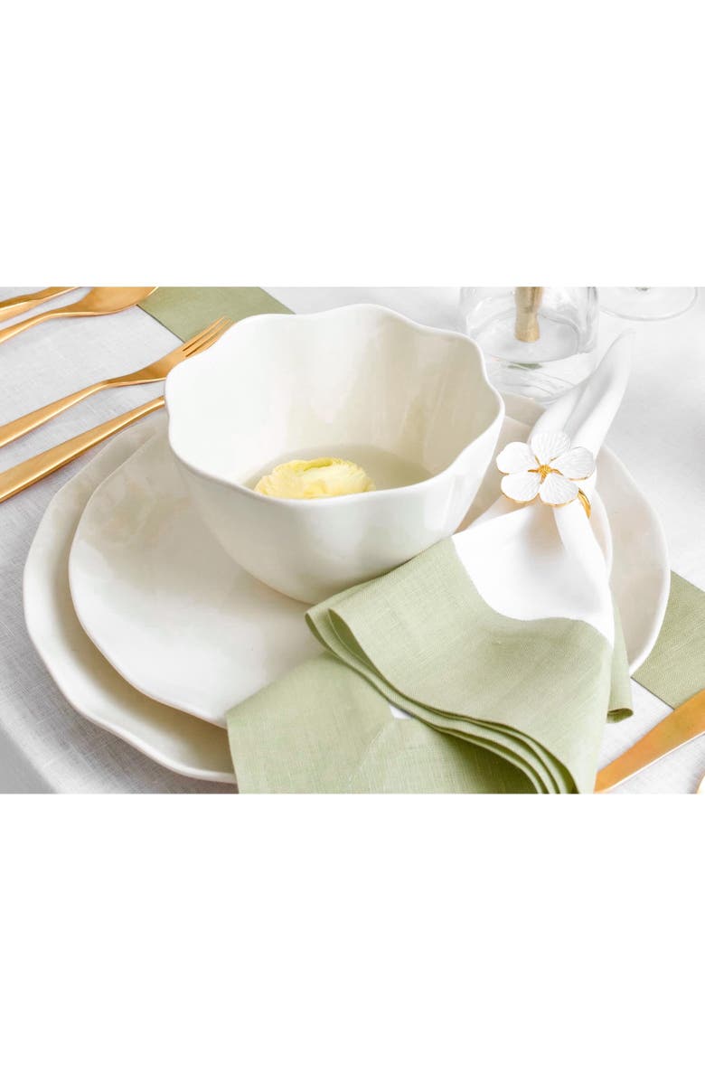 Solino Home Linen Dinner Napkins - Contempo, 20" x 20" Inch, Alternate, color, Sage Green And White