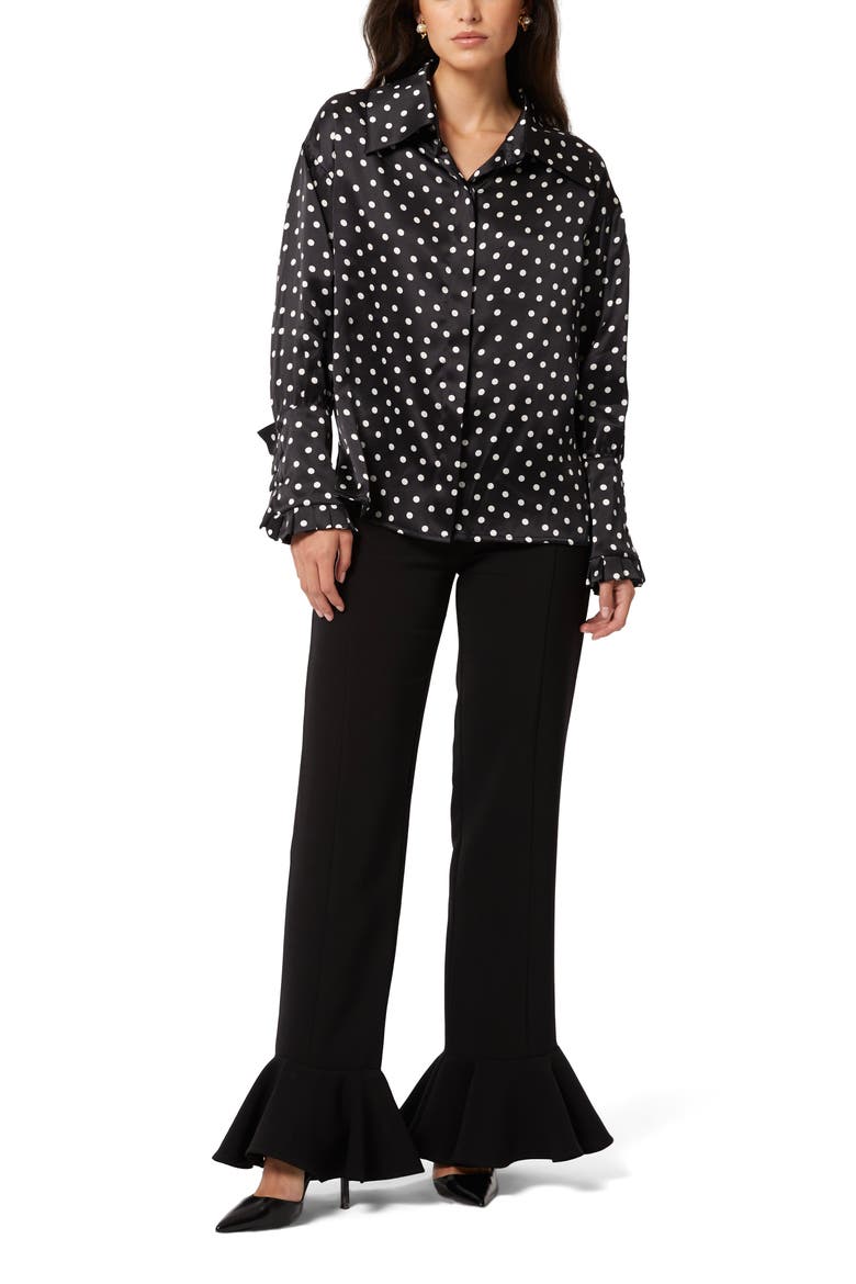 Antonia Silk Dots Blouse, Main, color, Black