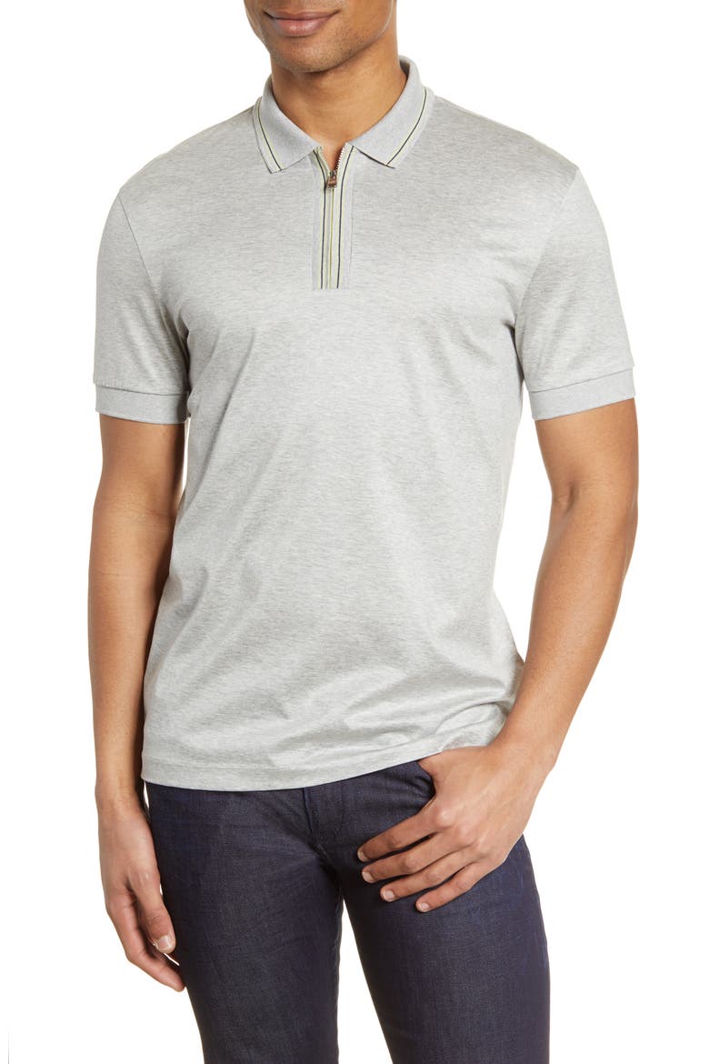 Paras Heathered Cotton Polo Shirt, Main, color, GREY