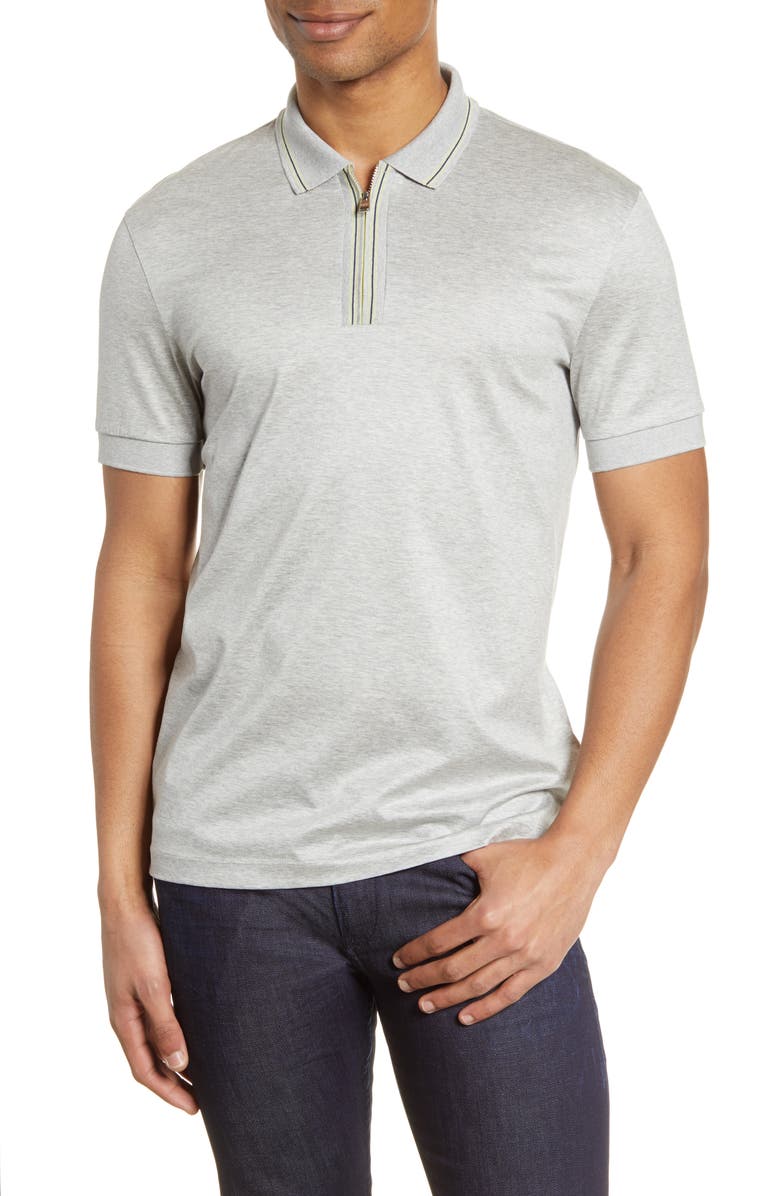 BOSS Paras Heathered Cotton Polo Shirt, Main, color,