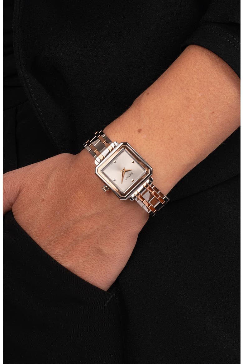 Eirini Square Two-Tone Bracelet Watch, 26mm, Alternate, color, TWO TONE STEEL ROSE