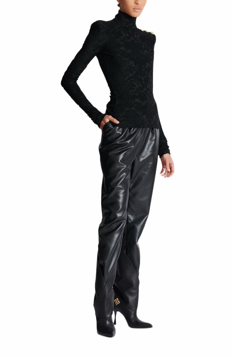 Balmain Baroque Pattern Long-Sleeved Top, Main, color, Black