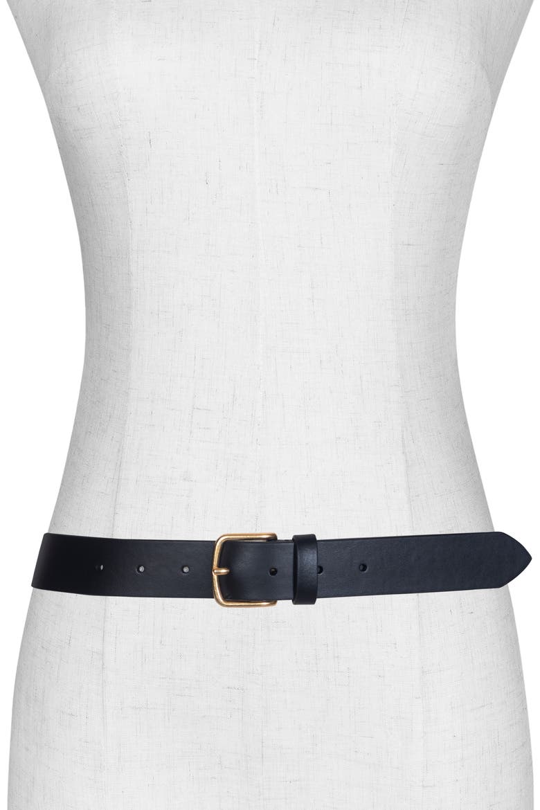 Kaia Leather Belt, Alternate, color, BLACK