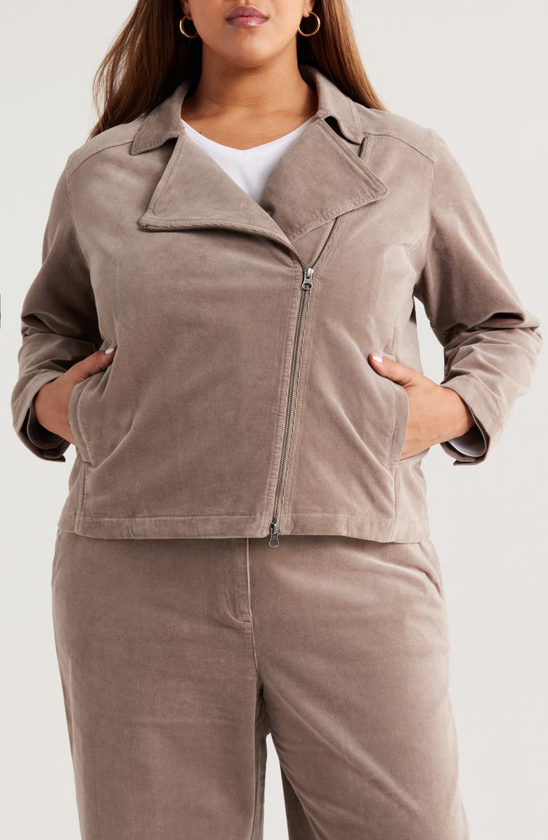 Eileen Fisher Stretch Cotton Corduroy Jacket, Alternate, color, Taupe