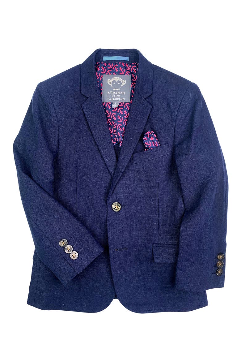 Kids' Linen & Cotton Blazer, Main, color, DARK NAVY