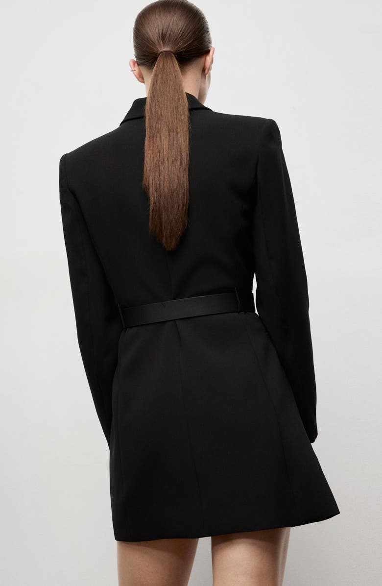 MANGO Belted Long Sleeve Blazer Dress, Alternate, color, Black