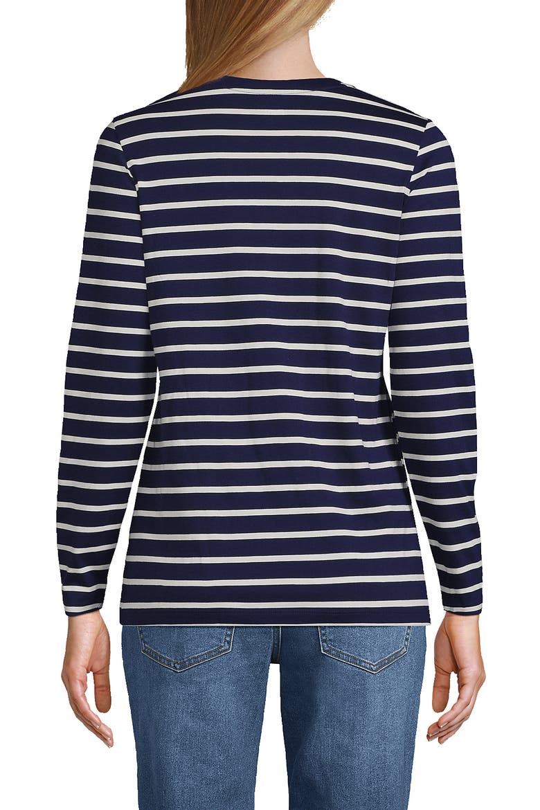 Supima Cotton Long Sleeve Crewneck T-Shirt, Alternate, color, Deep Sea Navy Breton Stripe