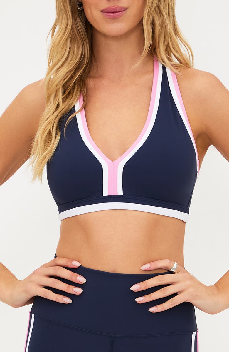 Beach Riot Ida Racerback Sports Bra, Main, color, Sleet Colorblock