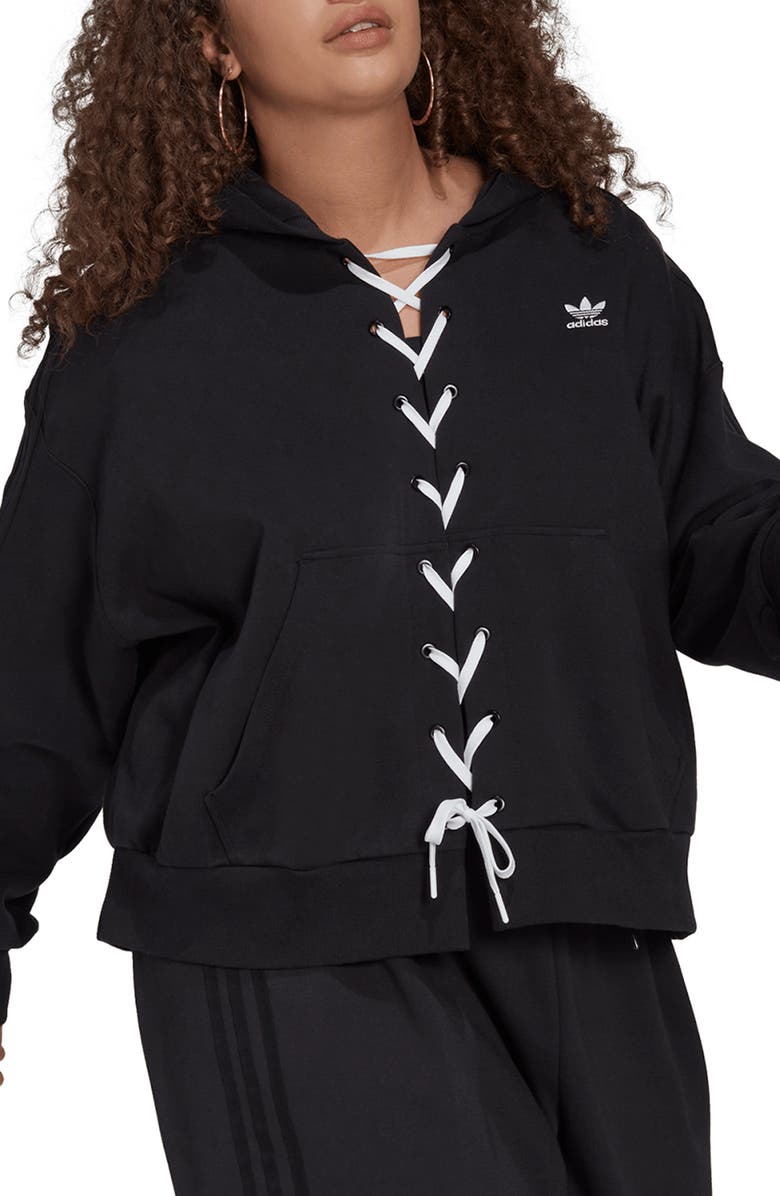adidas Always Original Laced Hoodie, Alternate, color, Black