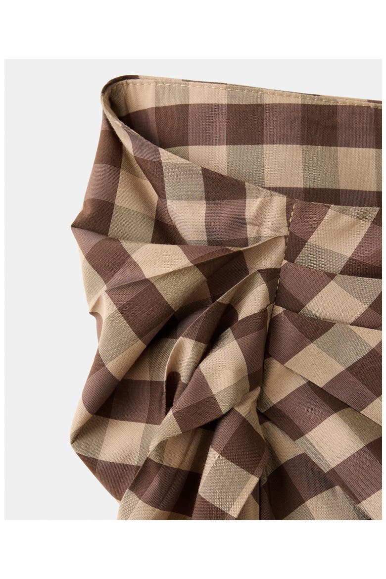 Gingham Midi Skirt, Alternate, color, CHOCOLATE
