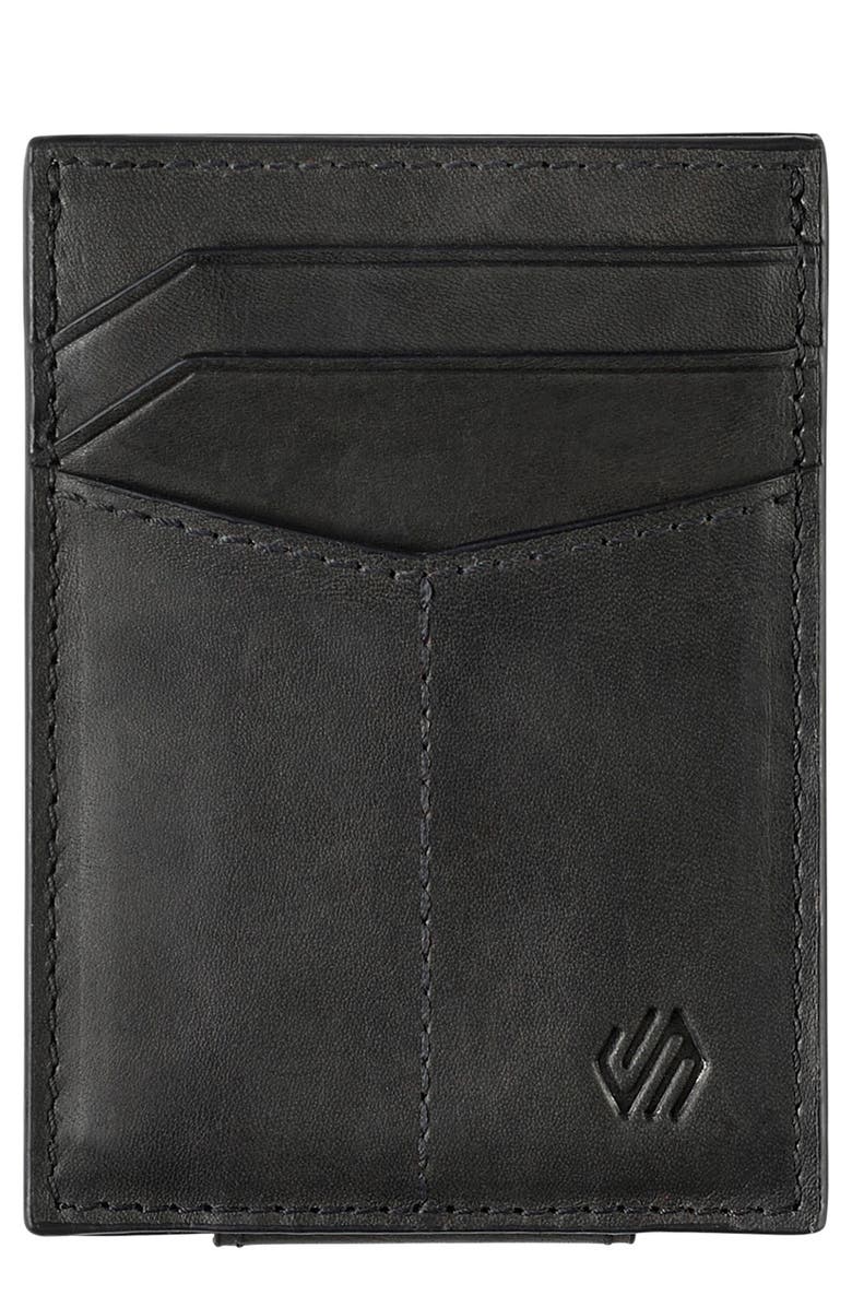Johnston & Murphy Rhodes Leather Money Clip Card Case, Main, color, Black
