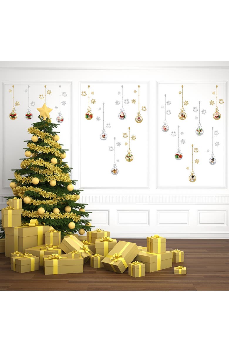 WALPLUS Matte Gold and Silver Christmas Ornaments Wall Stickers Set, Alternate, color, 