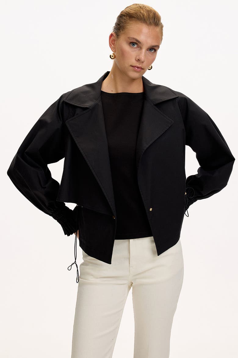 Yareli Shirt Collar Cotton Jacket, Alternate, color, BLACK