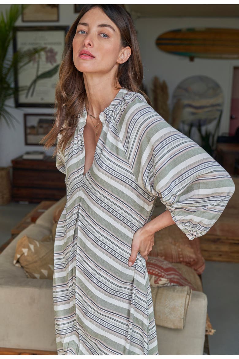 Striped Maxi Dress, Alternate, color, Sage/Ivory