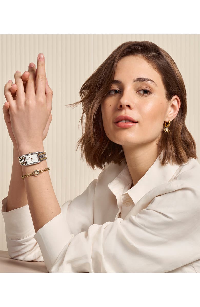 Olivia Burton Grove Rectangular Bracelet Watch, 23mm, Alternate, color, Silver White