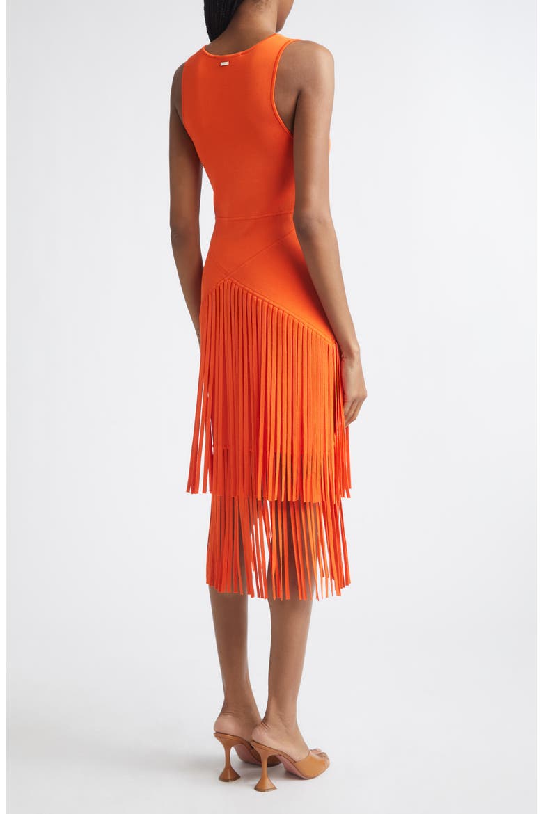Patricia Seamed Fringe Hem Midi Dress, Alternate, color, FLAME