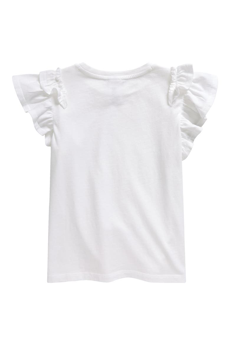 Kids' Flutter Sleeve Cotton T-Shirt, Alternate, color, WHITE