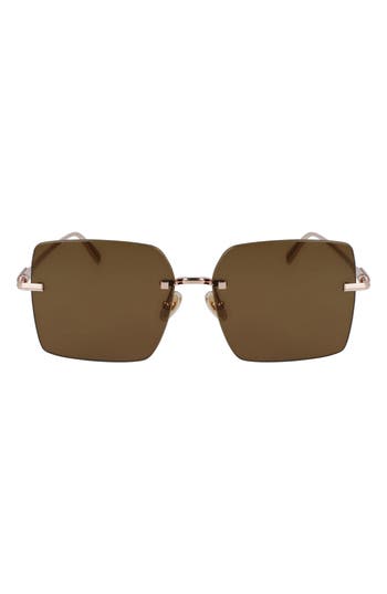 Ferragamo Prisma 60mm Rectangular Sunglasses In Brown