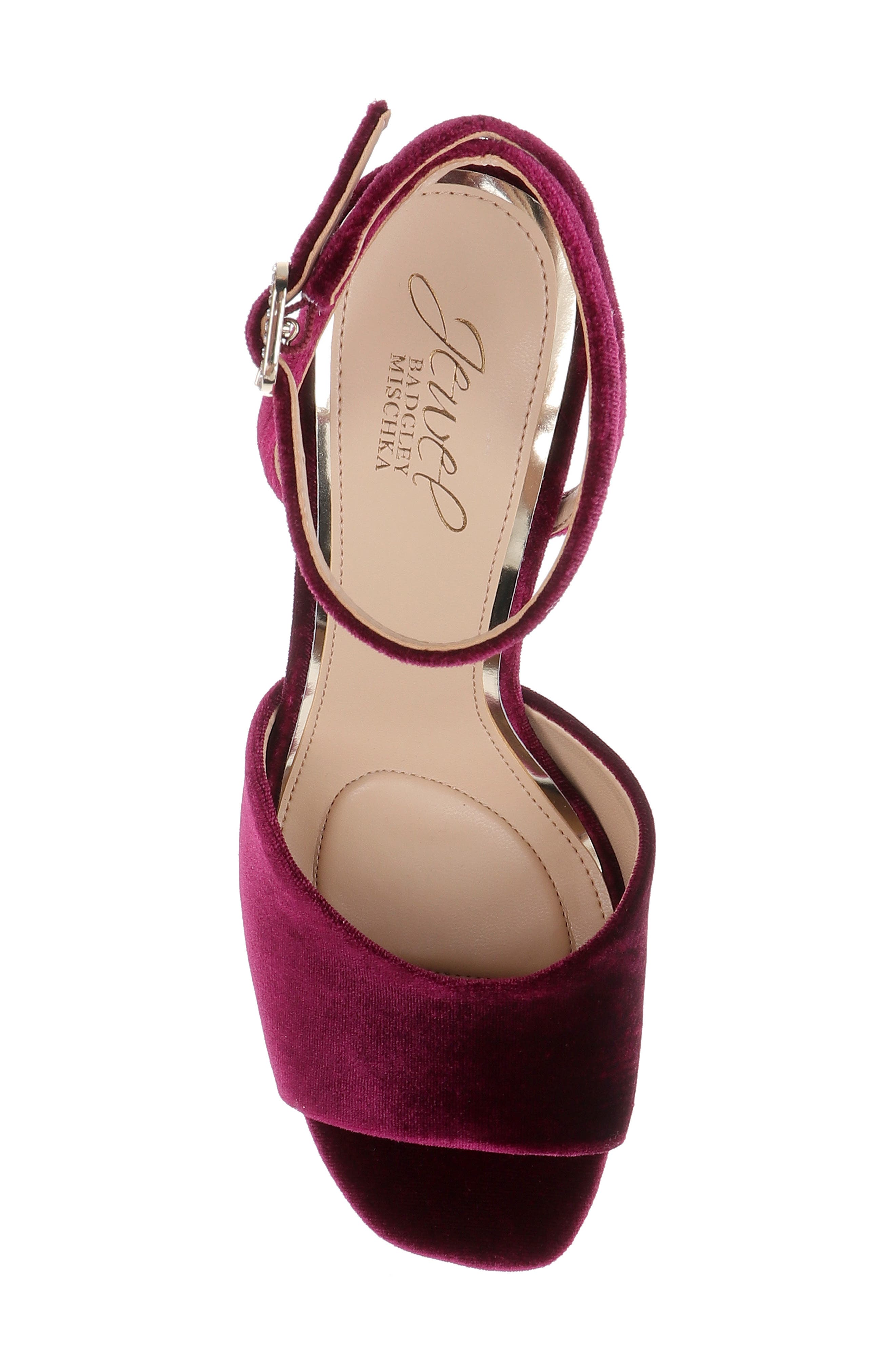 Babe Ankle Strap Sandal, Alternate, color, BURGUNDY VELVET