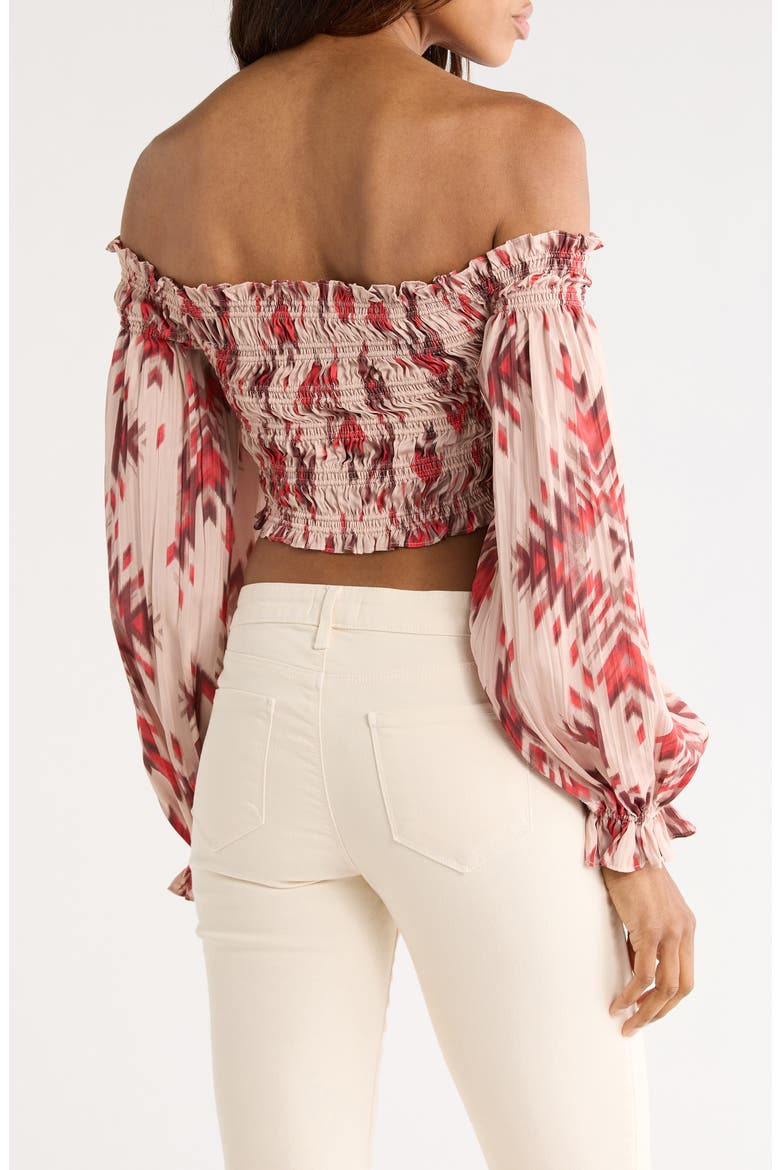 Graciela Smocked Off-the-Shoulder Top, Alternate, color, TAN MULTI GANADO PRINT