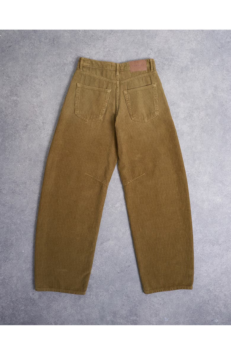 Topshop High Waist Barrel Corduroy Jeans, Alternate, color, Tan