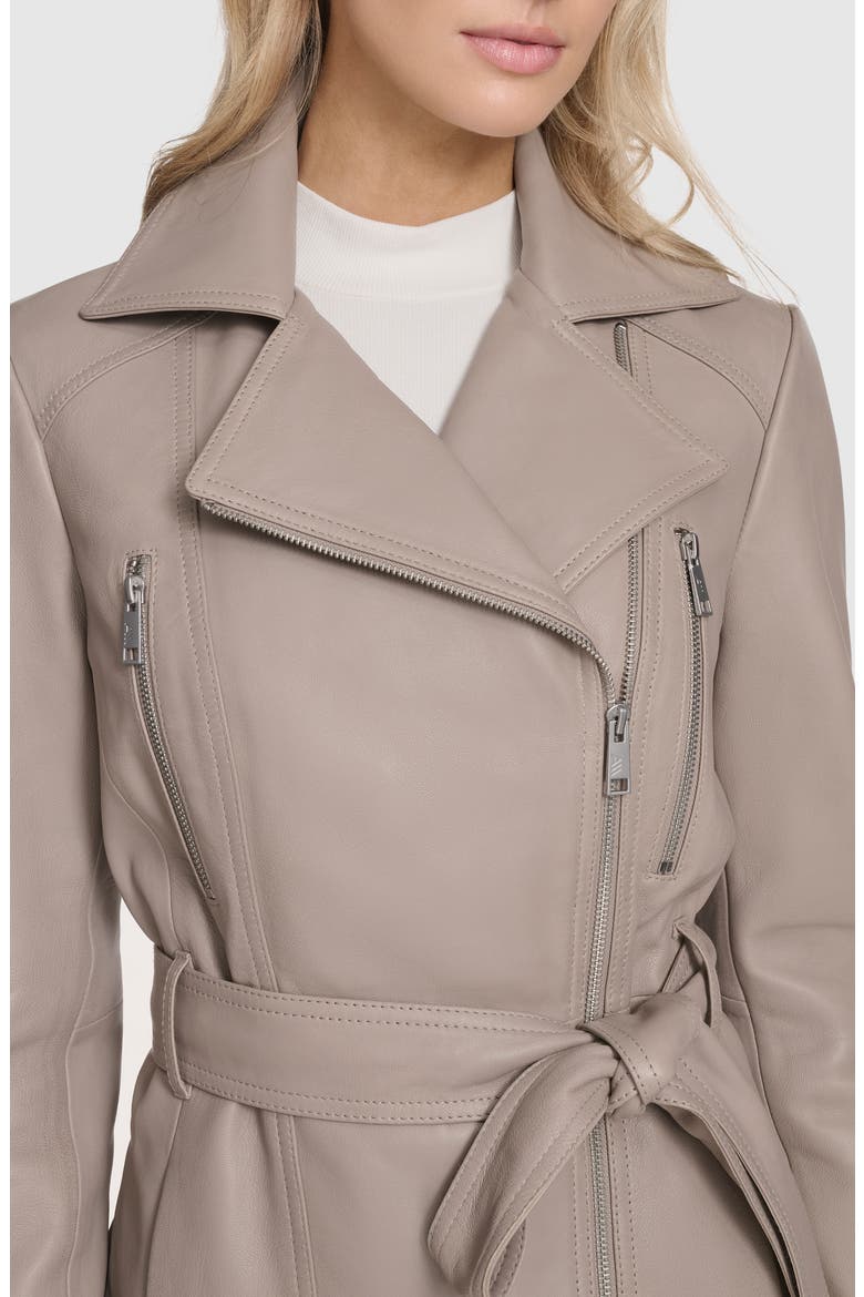 Violet Leather Trench Jacket, Alternate, color, OYSTER