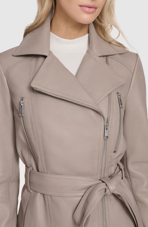 Andrew Marc Violet Leather Trench Jacket In Neutral