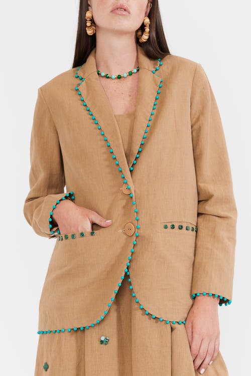 Eddy Amber Blazer in Light Fawn With Emeralds 