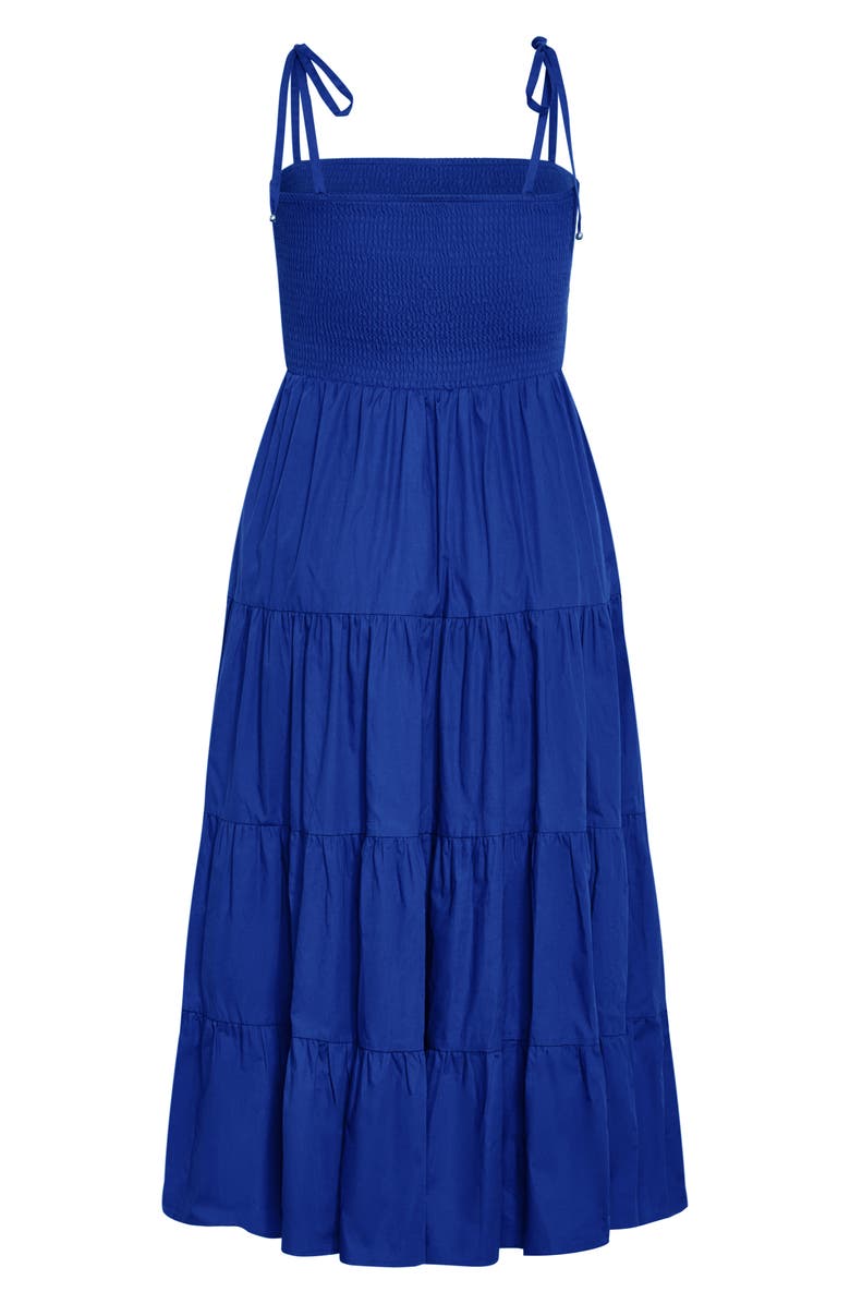 City Chic Marli Tie Strap Tiered Cotton Maxi Dress, Alternate, color, Lapis