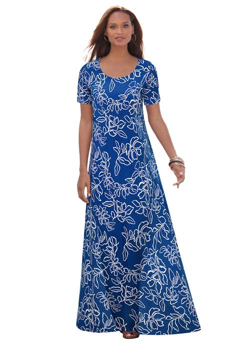 Petite Stretch Cotton T-Shirt Maxi Dress (Plus Available)