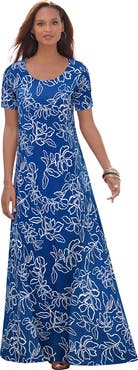 Jessica London Stretch Cotton T-Shirt Maxi Dress
