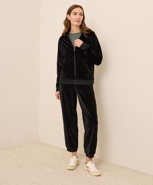 Pact Organic Cotton Pure Velour Zip Hoodie In Black
