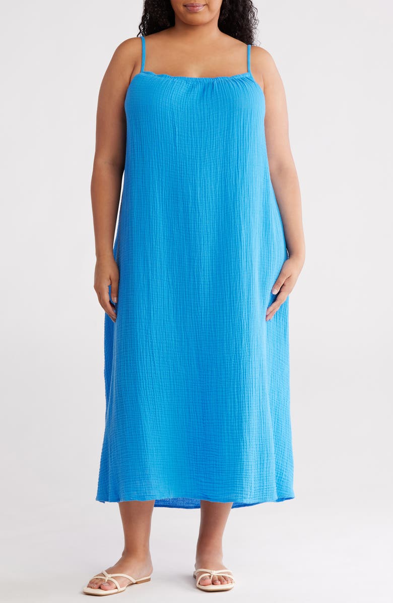 Eileen Fisher Organic Cotton Cami Midi Dress, Main, color, 