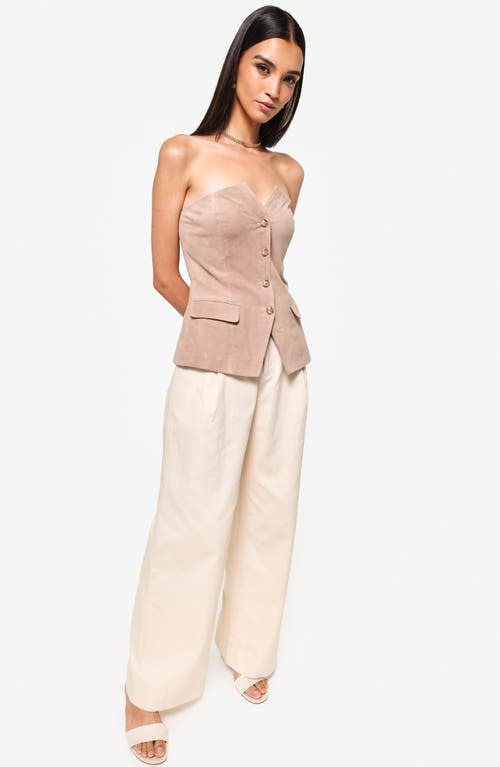 Cami Nyc Zamora Strapless Suede Corset Incense In Beige In Incense