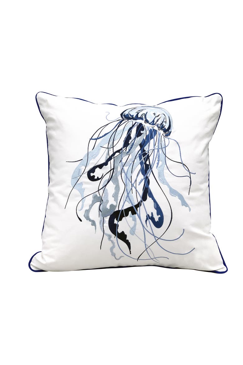 Blue Jellyfish Indoor/Outdoor Throw Pillow, Main, color, Blue