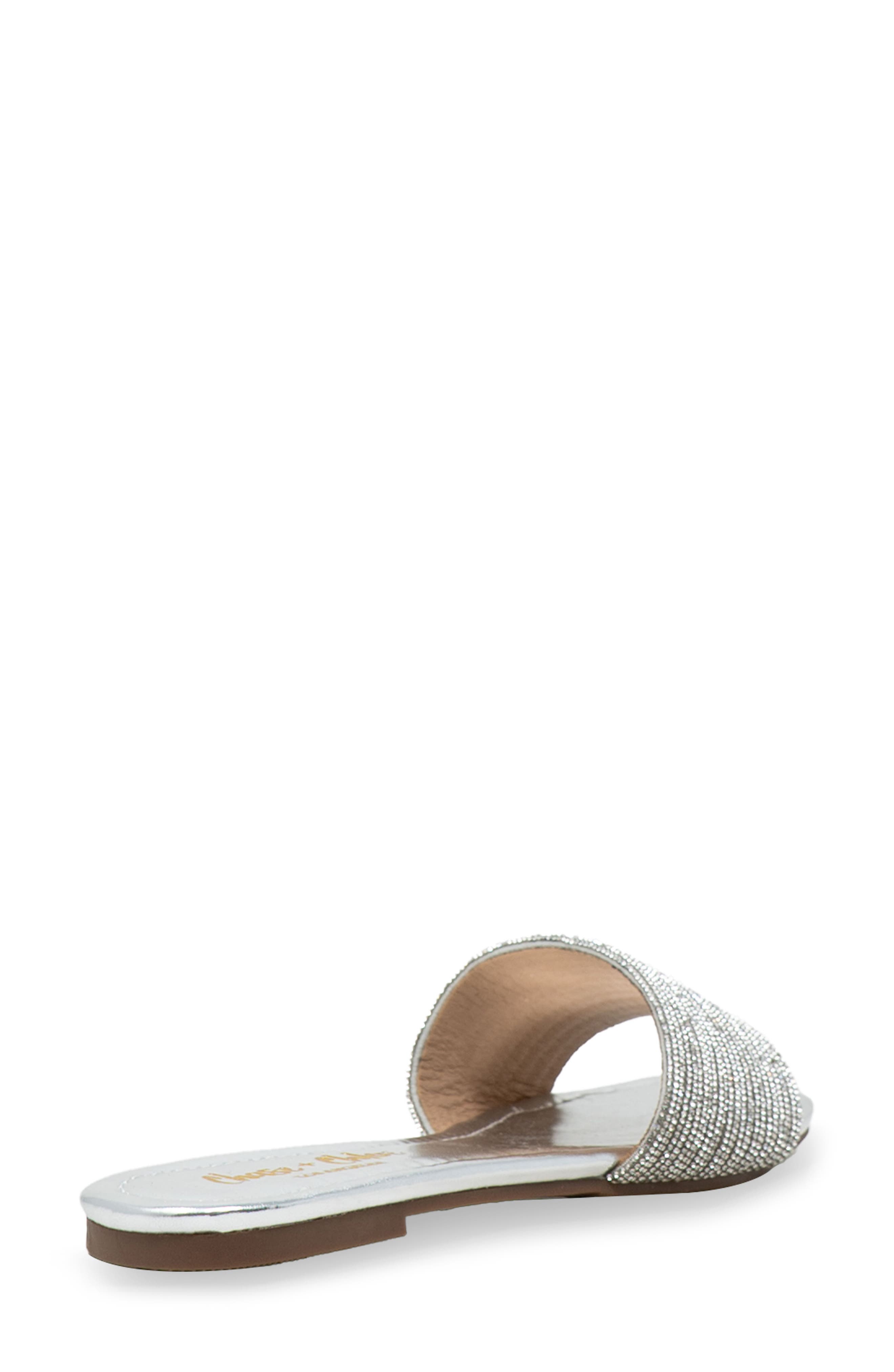 Rhinestone Slide Sandal, Alternate, color, SILVER METALLIC