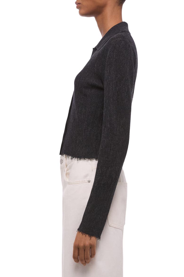 Raw Edge Linen Blend Cardigan, Alternate, color, BLACK