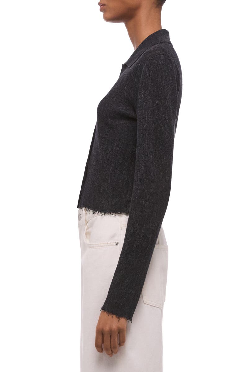 Helmut Lang Raw Edge Linen Blend Cardigan, Alternate, color, Black