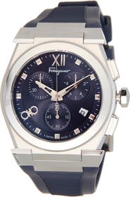 FERRAGAMO Vega Silicone Strap Chronograph Watch, 40mm