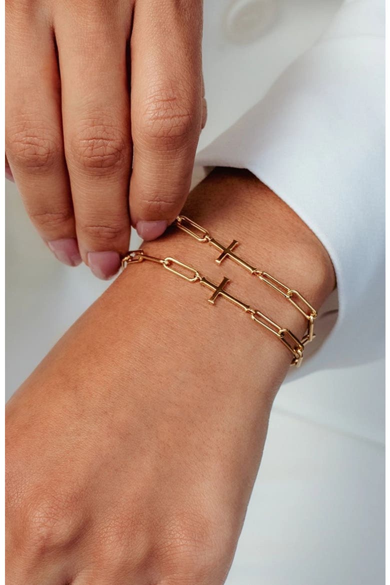 Chain Breaker Cross Bracelet, Alternate, color, 18k Gold Plated